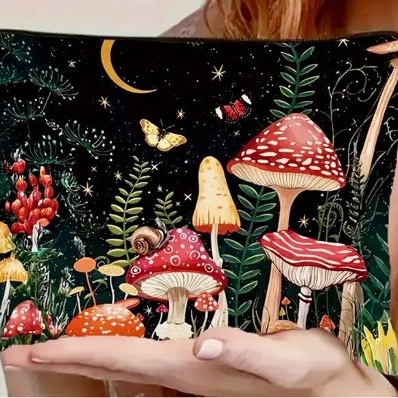 Source Unknown Handbags - Whimsical Forest Makeup Bag Cottage/Forestcore Black 6.30”x8.66”